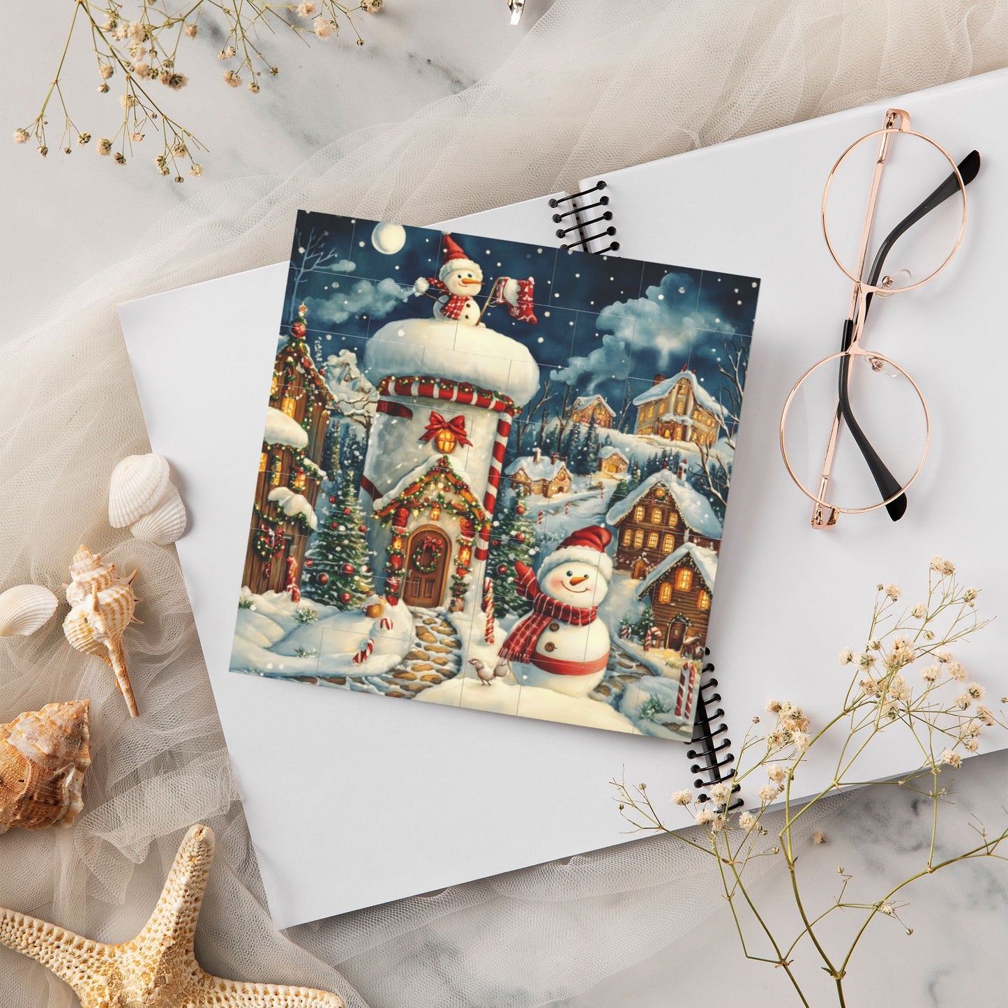63-Piece Christmas Snow Scene Puzzle - High-Quality Plastic Puzzle, Winter Theme Design, 0.7cm Thickness, 99g